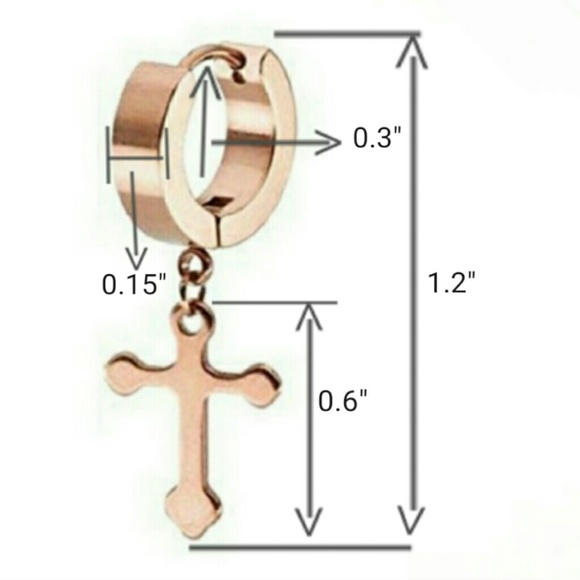 NEW Huggie Hoop Cathedral Cross Earrings - Picture 6 of 8